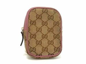 1円 GUCCI グッチ 115249 002404 GGキャンバス×レザー シュガーケース シガレットケース 煙草ケース ブラウン系×ピンク系 AV5659