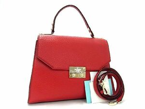 1円 ■極美品■ kate spade ケイトスペード レザー 2WAY ワンハンドバッグ ショルダーバッグ 斜め掛け レッド系 AU5984H1