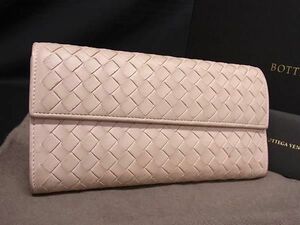 1円 BOTTEGA VENETA ボッテガヴェネタ イントレチャート レザー 二つ折り 長財布 小銭入れ ウォレット レディース ピンク系 BI1344