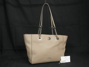 1円 ■極美品■ COACH コーチ 57107 レザー ハンドバッグ トート ショルダー レディース ベージュ系 AV6263