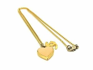 1円 ■美品■ CHANEL シャネル ココマーク 02P ハート ネックレス ペンダント アクセサリー レディース ピンク系 AW0950