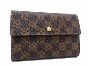 1円 LOUIS VUITTON ルイヴィトン N61202 ダミエ ポルトトレゾール エテュイ パピエ 三つ折り 財布 ウォレット ブラウン系 CE0349