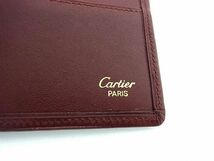 1円 ■美品■ Cartier カルティエ マストライン レザー 二つ折り 財布 ウォレット 札入れ メンズ レディース ボルドー系 AZ0112_画像5