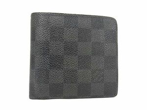 1円 ■美品■ LOUIS VUITTON ルイヴィトン N62664 ダミエグラフィット ポルトフォイユマルコ 二つ折り 財布 ウォレット ブラック系 AX2358