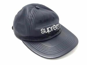 1円 Supreme シュプリーム レザー ベースボールキャップ 帽子 メンズ レディース ネイビー系 AS8521