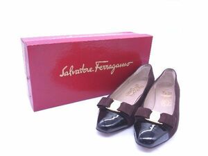 Salvatore Ferragamo フェラガモ ヴァラリボン パンプス ヌバック サイズ 6(約23.5cm) 靴 シューズ ブラウン系 DD2539