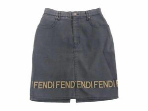 1円 ■美品■ FENDI フェンディ ポリエステル×コットン タイトスカート ボトムス サイズ36インチ 洋服 レディース グレー系 AT9738