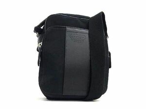 1円 ■美品■ COACH コーチ 5970 ナイロンキャンバス×レザー クロスボディ ワンショルダーバッグ レディース ブラック系 BH1762