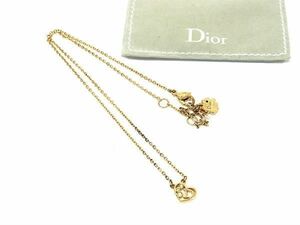 1円 ■美品■ ChristianDior クリスチャンディオール ヴィンテージ ハート ネックレス アクセサリー レディース ゴールド系 AV6730