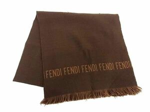 1円 FENDI フェンディ フリンジ マフラー ストール ショール レディース メンズ ブラウン系 BH1965