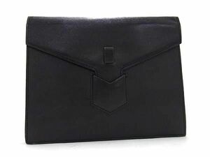 1円 ■美品■ YVESSAINTLAURENT イヴサンローラン ヴィンテージ レザー クラッチバッグ セカンドバッグ ブラック系 AV6151