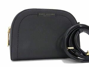 1円 ■美品■ MARC JACOBS マークジェイコブス レザー クロスボディ ショルダーバッグ 斜め掛け レディース ブラック系 BG7355