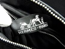 1円 HERMES エルメス アカプルコバサス ナイロン シルバー金具 クロスボディ ショルダーバッグ メンズ レディース ブラック系 AX2988_画像6