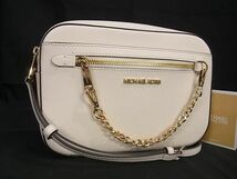 1円 ■極美品■ MICHAEL KORS マイケルコース レザー クロスボディ ショルダーバッグ ポシェット レディース アイボリー系 AV6095_画像1