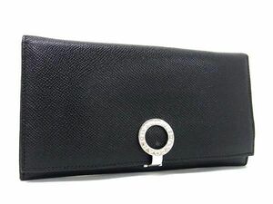 1円 ■極美品■ BVLGARI ブルガリブルガリ レザー 二つ折り 長財布 ウォレット 小銭入れ 札入れ レディース メンズ ブラック系 AX1878