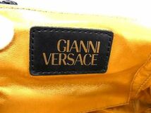 1円 GIANNI VERSACE　ジャンニ ヴェルサーチ PVC×レザー バニティバッグ メイクポーチ マルチケース イエロー系×ブラック系 AV6296_画像6