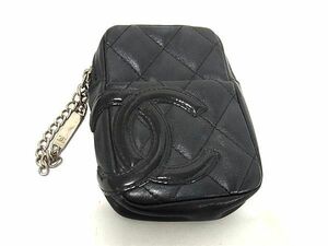 1円 ■美品■ CHANEL シャネル ココマーク カンボンライン レザー シガレットケース マルチポーチ 小物入れ ブラック系 AX3969