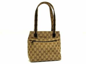 1円 ■美品■ GUCCI グッチ 002 1075 002058 GG柄 GGキャンバス ハンドバッグ トートバッグ レディース メンズ ブラウン系 AX2775