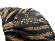 1円 ■新品同様■ FENDI フェンディ ペカン柄 キャンバス シュシュ ヘアゴム 髪留め ヘアアクセサリー ブラウン系×ブラック系 BH1966_画像3