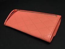 1円 ■極美品■ MARC BY MARC JACOBS マークバイマークジェイコブス レザー 二つ折り 長財布 ウォレット コーラルオレンジ系 FA0112_画像2