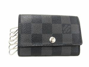 1円 ■美品■ LOUIS VUITTON ルイヴィトン N62662 ダミエグラフィット ミュルティクレ6 6連 キーケース 鍵入れ ブラック系 FA0570