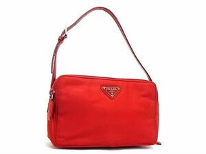 1円 ■美品■ PRADA プラダ テスートナイロン ワンハンドル ハンドバッグ ウォレットバッグ レディース レッド系 AV5580