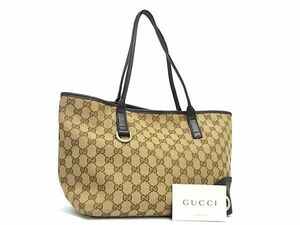 1円 GUCCI グッチ 169946 ニューブリット アビー GG柄 GGキャンバス×レザー ショルダー トート ハンドバッグ ベージュ系 AV6002