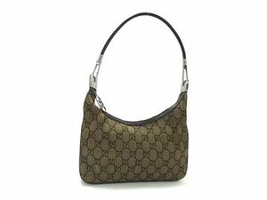 1円 ■美品■ GUCCI グッチ 001 3812 002122 GG柄 ナイロン×レザー ワンショルダーバッグ 肩掛け レディース ブラウン系 AX3552