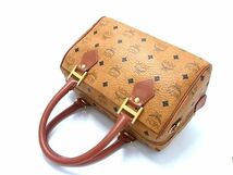 1円 ■極美品■ MCM エムシーエム ヴィセトス柄 レザー 2WAY ハンドバッグ ショルダー トート ミニボストンバッグ ブラウン系 AX3548_画像3