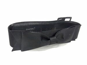 1円 CHANEL シャネル 95 A サテン リボンモチーフ ベルト 表記サイズ 65/26 レディース ブラック系 BF5451