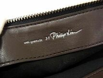 1円 ■極美品■ 3.1 Phillip Lim フィリップ リム コットン×ポリプロピレン チェック柄 ポーチ マルチケース 小物入れ ネイビー系 BF5656_画像4