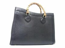 1円 ■美品■ GUCCI グッチ バンブー レザー ハンドバッグ トート レディース ブラック系 AV6252_画像1