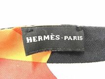 1円 HERMES エルメス シルク100% ホース 馬 総柄 ツイリー リボンスカーフ レディース ブラック系×マルチカラー AT3995_画像3