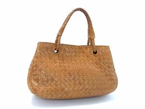 1円 BOTTEGA VENETA ボッテガヴェネタ イントレチャート レザー ハンドバッグ トートバッグ レディース ブラウン系 AX3625