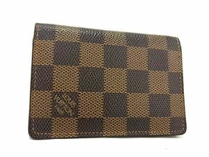 1円 ■美品■ LOUIS VUITTON ルイヴィトン N61721 ダミエ オーガナイザー ドゥ ポッシュ カードケース 名刺入れ ブラウン系 AX4025