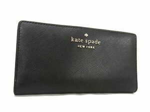 1円 ■新品同様■ kate spade ケイトスペード WLR00145 レザー 二つ折り 長財布 ウォレット 小銭入れ 札入れ ブラック系 AW3136