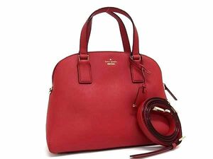 1円 ■極美品■ kate spade ケイトスペード レザー 2WAY ハンドバッグ ショルダーバッグ クロスボディ レディース レッド系 BG8054