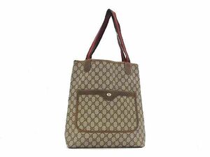 1円 GUCCI グッチ 39 02 003 オールドグッチ ヴィンテージ シェリーライン GG柄 PVC トートバッグ ショルダー 肩掛け ブラウン系 BJ0023