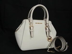 1円 ■極美品■ MICHAEL KORS マイケルコース レザー 2WAY クロスボディ トート ハンドバッグ ショルダー 斜め掛け アイボリー系 AV7608