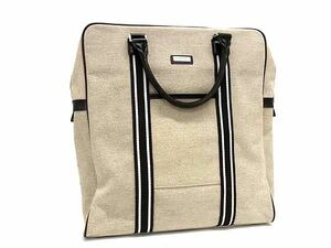 1円 ■美品■ BURBERRY バーバリーブラックレーベル キャンバス×レザー トートバッグ ハンドバッグ ブラウン系×ベージュ系 BJ0004