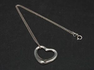 1円 ■美品■ TIFFANY＆Co ティファニー エルサペレッティ オープンハート SV925 ビッグ ネックレス アクセサリー シルバー系 AW2915