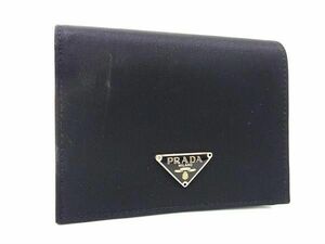 1円 ■美品■ PRADA プラダ テスートナイロン×サフィアーノレザー 二つ折り 財布 ウォレット 札入れ 小銭入れ ブラック系 AW2816