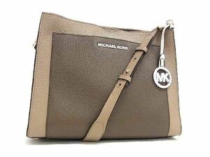 1円 ■極美品■ MICHAEL KORS マイケルコース レザー クロスボディ ショルダーバッグ レディース ブラウン系×ホワイト系 CE0159