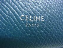 1円 CELINE セリーヌ スモール トリフォールド レザー 三つ折り 財布 ウォレット 小銭入れ 札入れ レディース ブルー系 AV5271_画像7