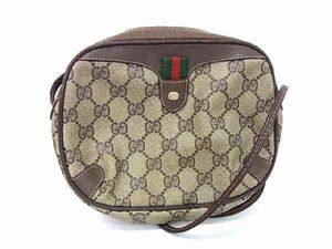 1円 ■美品■ GUCCI グッチ 156 02 066 オールドグッチ ヴィンテージ シェリーライン PVC ワンショルダーバッグ ブラウン系 AV6551