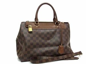 1円 LOUIS VUITTON ルイヴィトン N41337 ダミエ グリニッジ 2WAY ハンドバッグ ショルダー トート レディース ブラウン系 BG7687