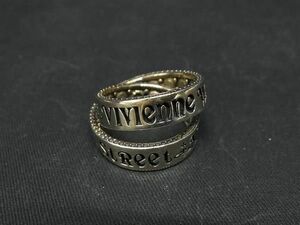 1円 ■美品■ Vivienne Westwood ヴィヴィアン ジークフリート SV925 二連リング 指輪 アクセサリー サイズM(約14号) ゴールド系 AX2588
