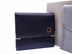 1円 ■美品■ dunhill ダンヒル レザー ３つ折り 財布 ウォレット メンズ ブラック系 BJ0411