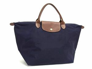 1円 LONGCHAMP ロンシャン ルプリアージュ ナイロン×レザー 折り畳み式 ハンドバッグ トート レディース パープル系 BJ0256