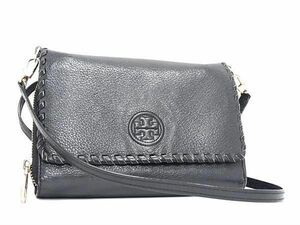 1円 ■美品■ TORY BURCH トリーバーチ レザー ショルダーウォレット ウォレットバッグ 長財布 レディース ブラック系 BJ0621